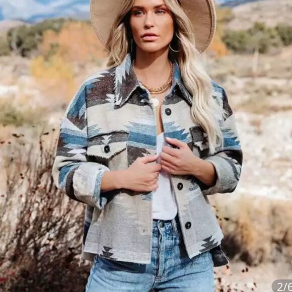 Distressed Aztec Shacket  - Picture 6 of 8